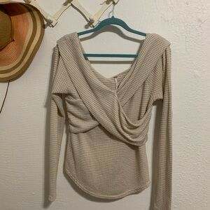 Elegant Cream Waffle Knit Top